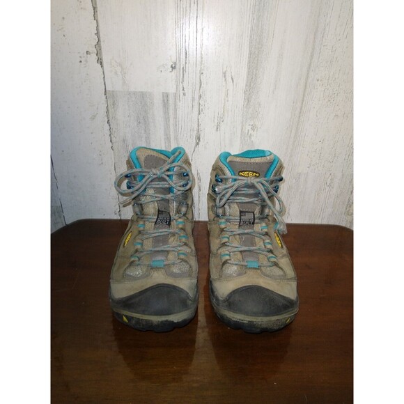 KEEN DURAND MID BROWN/TEAL LEATHER WATERPROOF BOOTS  WOMEN’S SZ 9 (1011555) - Picture 3 of 10